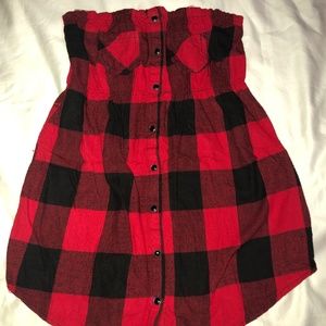 Strapless Flannel Top